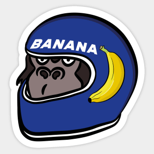 Gorilla wearing an old racing car helmet Sticker